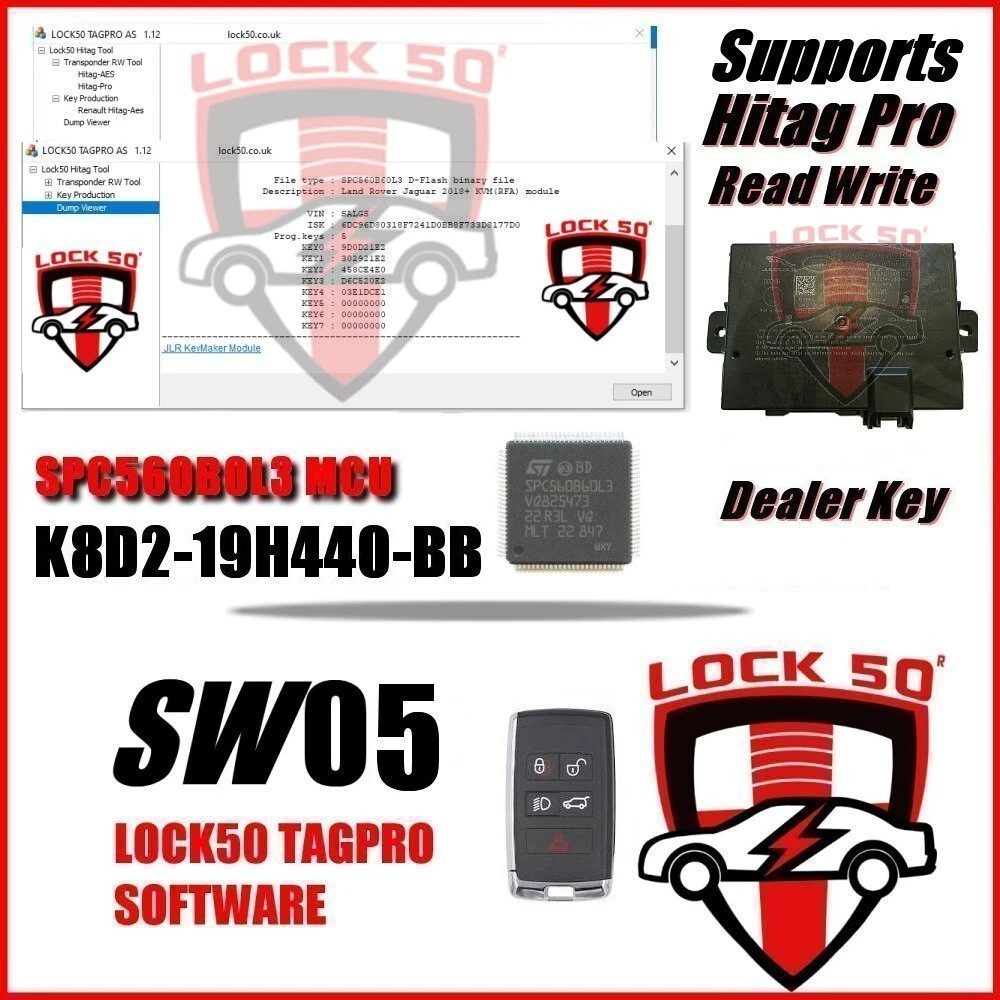USA JLR Key tool Lost Keys 2010 to 2025 Lock50 TagPro HW01 Key Emulator Kit - Image 4