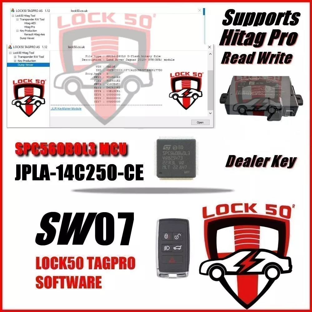 USA JLR Key tool Lost Keys 2010 to 2025 Lock50 TagPro HW01 Key Emulator Kit - Image 5