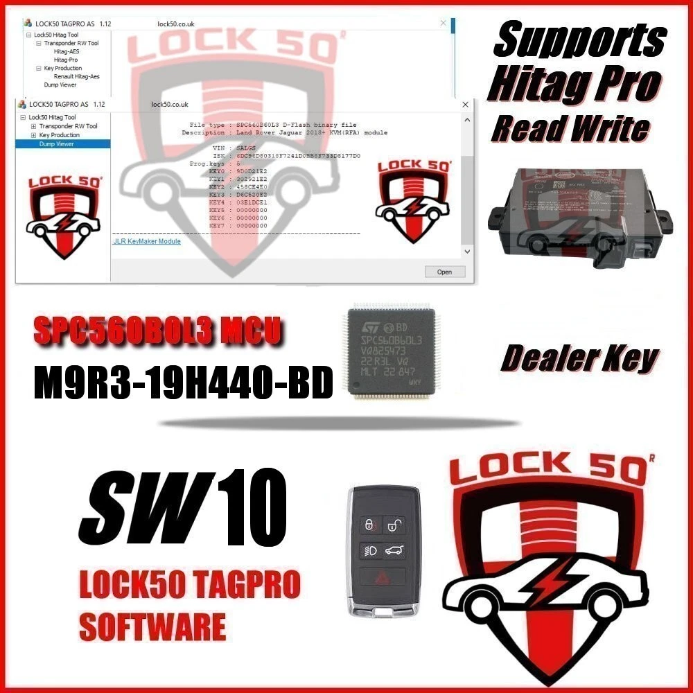 USA JLR Key tool Lost Keys 2010 to 2025 Lock50 TagPro HW01 Key Emulator Kit - Image 7