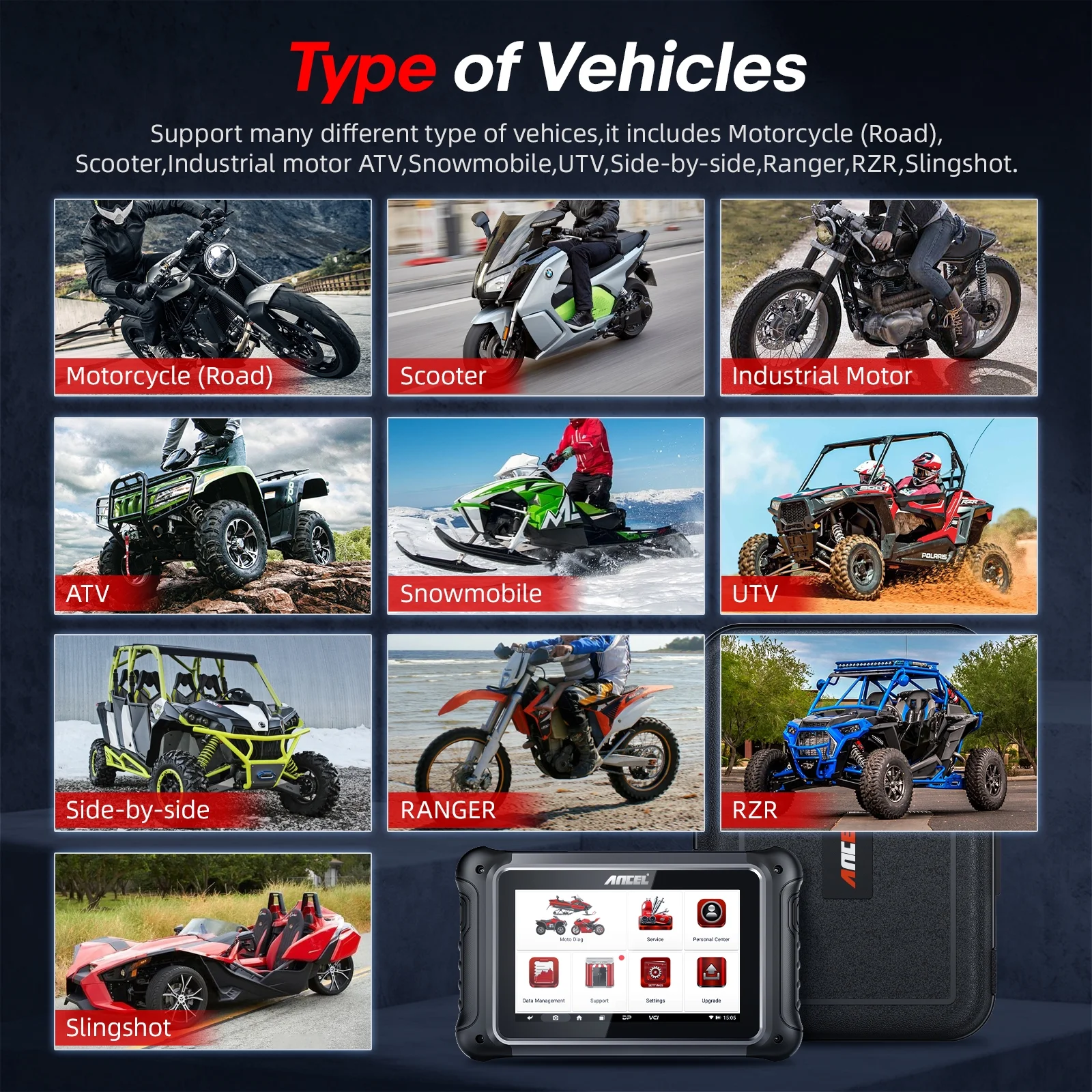 ANCEL MT700 Motorcycle OBD2 Diagnostic Scanner - Image 6